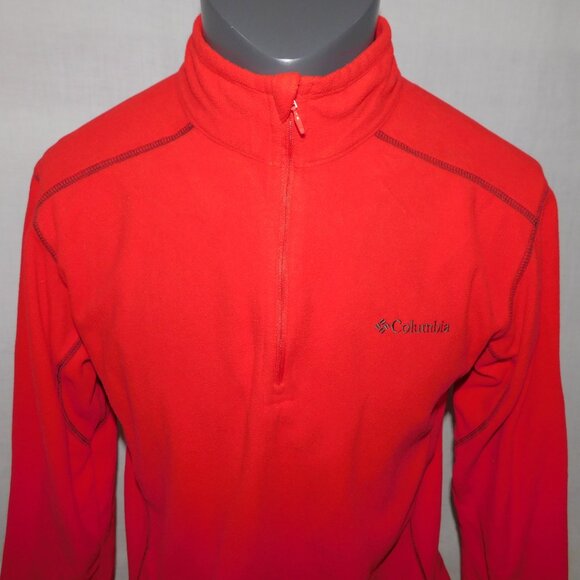 Columbia Mens M Klamath Range II Half Zip micro Fleece Red Pullover Top - Picture 2 of 11